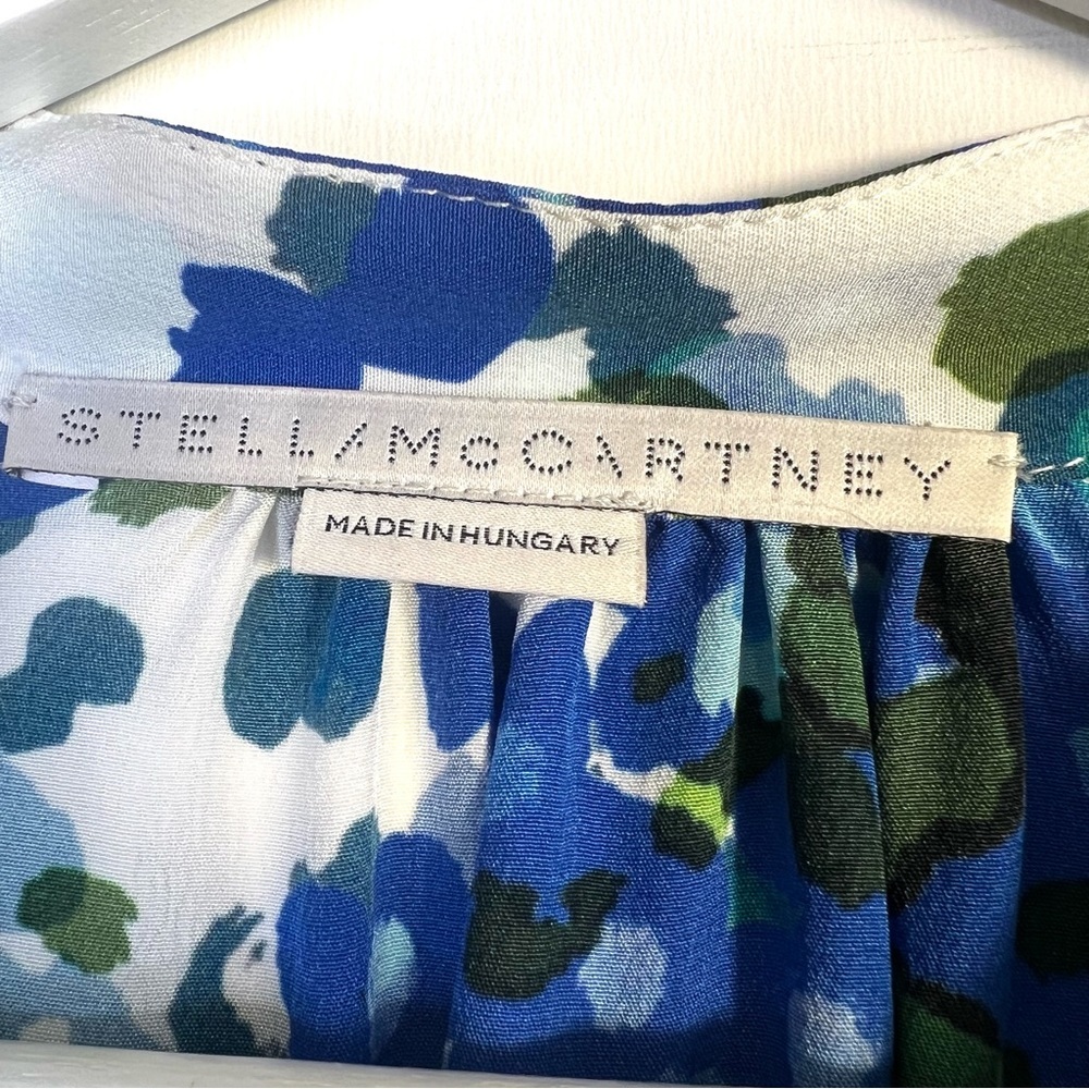 STELLA MCCARTNEY Olivia Floral Silk Shirt Midi Dress Blue - Picture 14 of 16